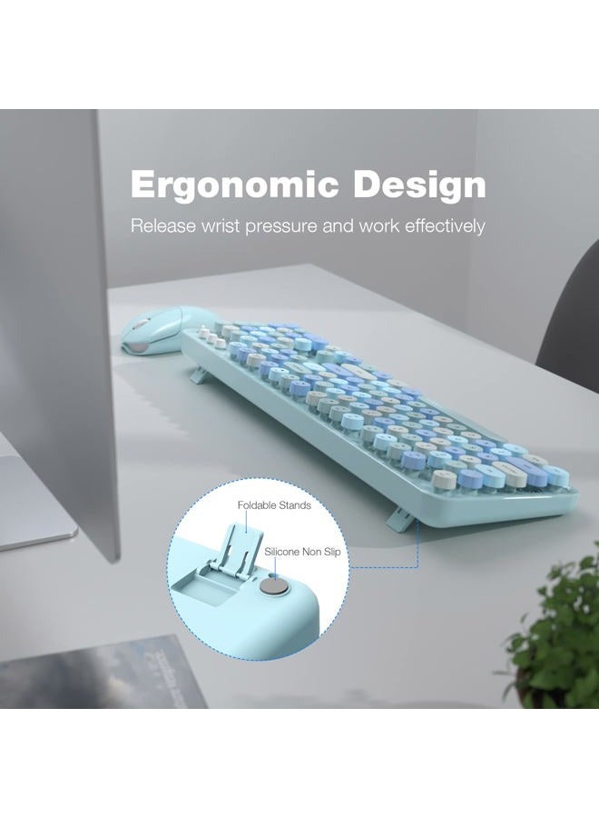 MOFii Wireless Keyboard and Mouse Combo 2.4GHz Cute Cordless Keyboard with Colorful Round keycaps Full-Sized Keyboard and Optical Mouse - Image 3
