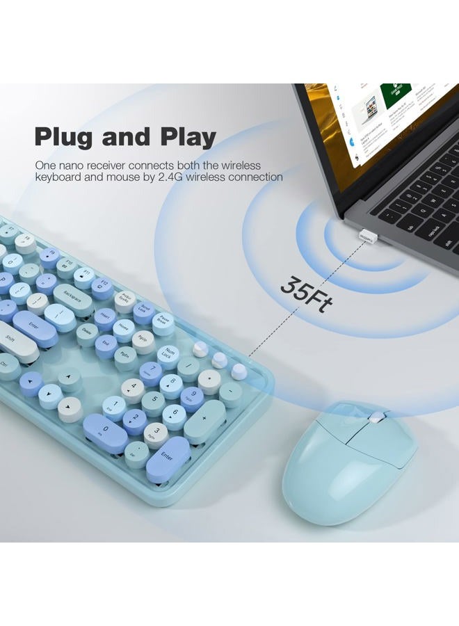 MOFii Wireless Keyboard and Mouse Combo 2.4GHz Cute Cordless Keyboard with Colorful Round keycaps Full-Sized Keyboard and Optical Mouse - Image 2