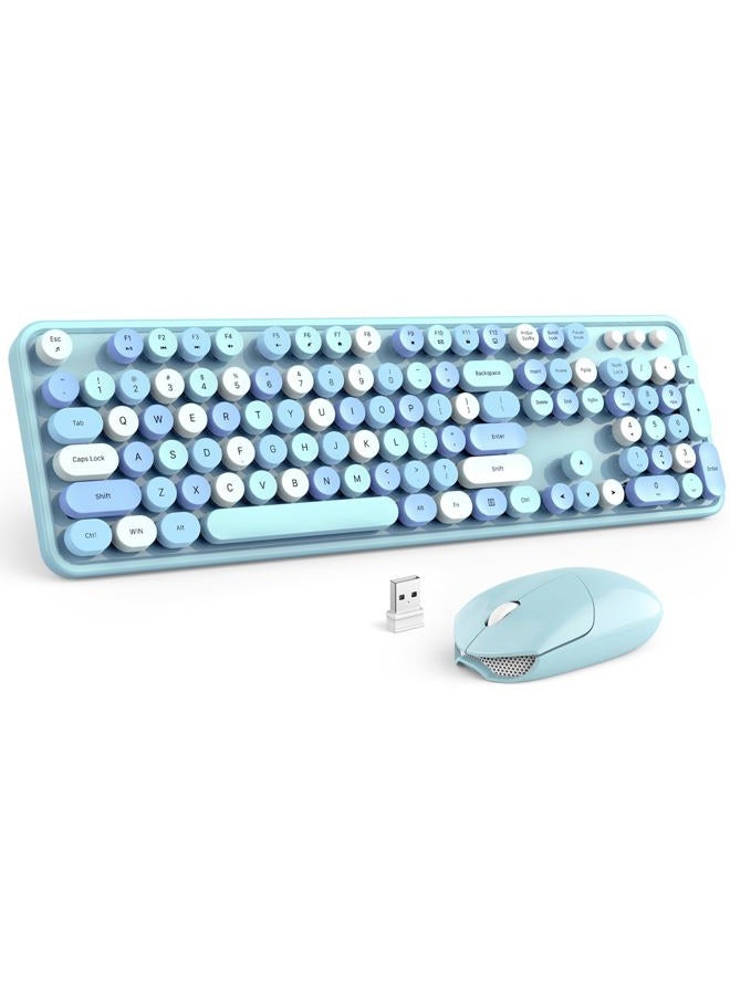 MOFii Wireless Keyboard and Mouse Combo 2.4GHz Cute Cordless Keyboard with Colorful Round keycaps Full-Sized Keyboard and Optical Mouse - Image 1