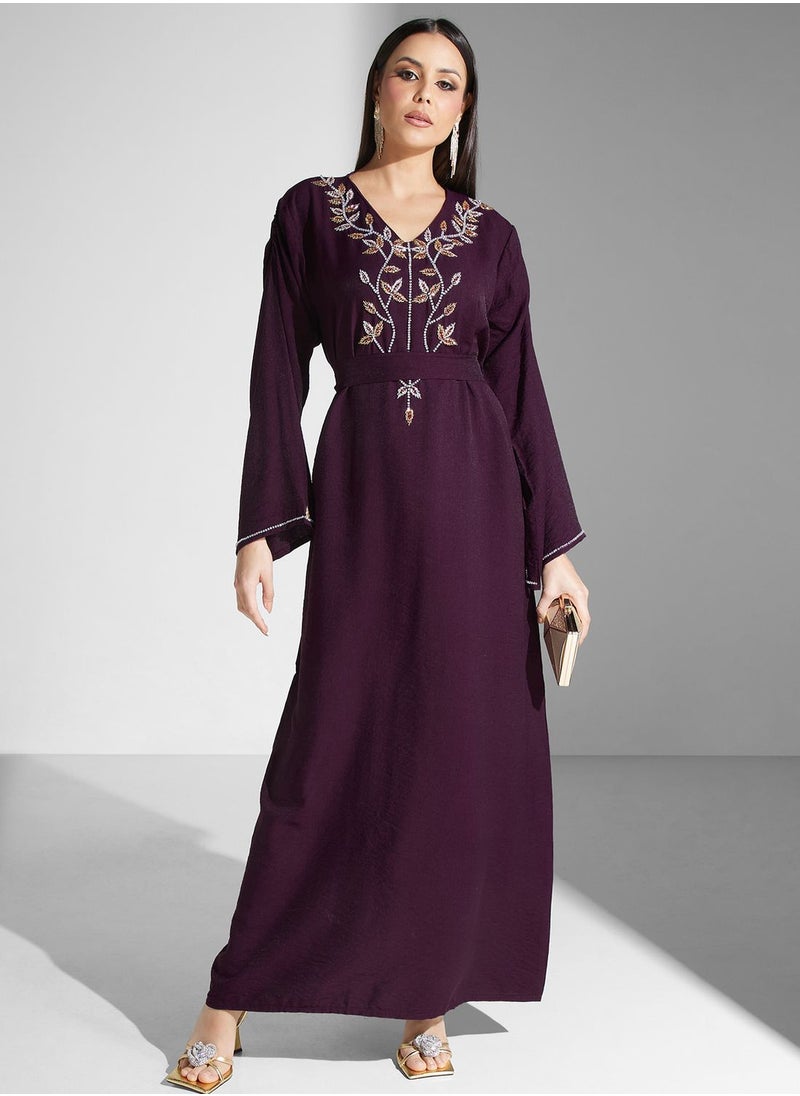 hayas closet - Embellished Belted Jalabiya - Image 1