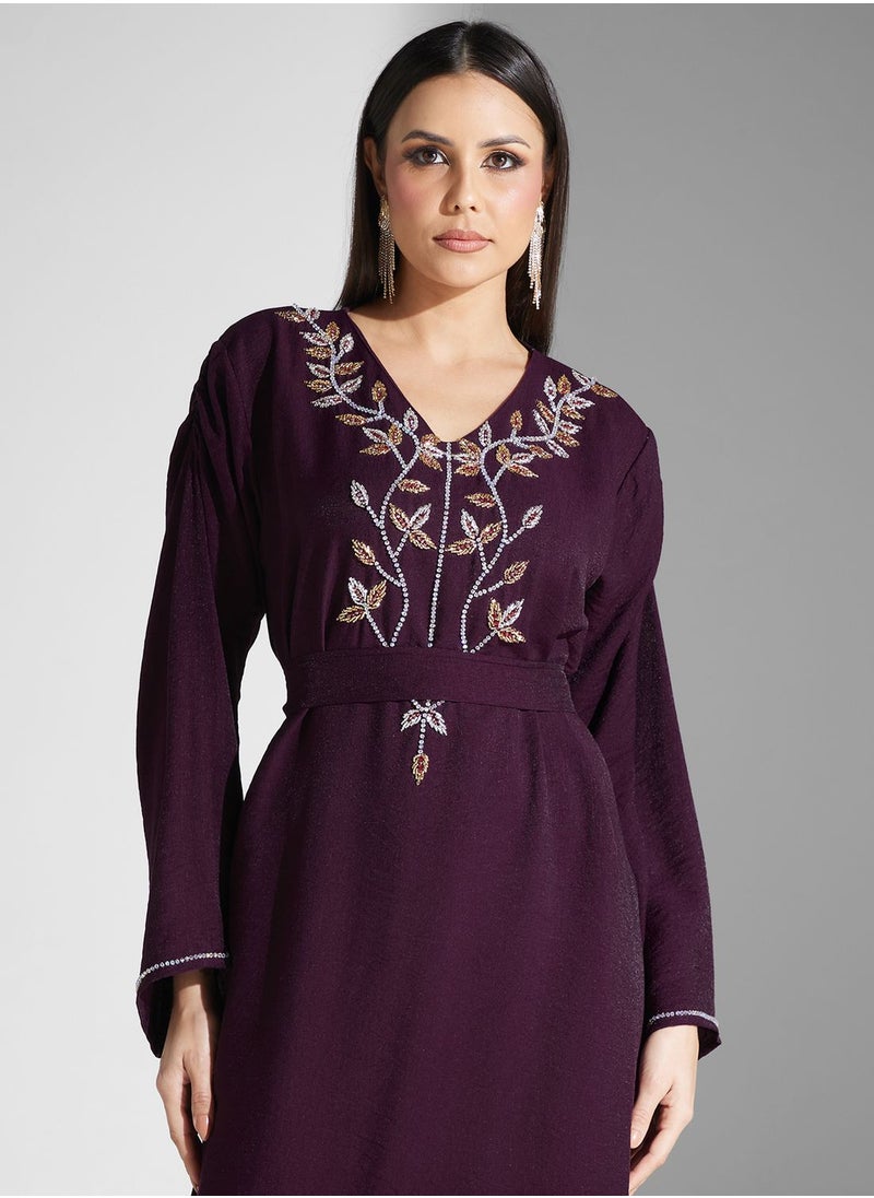 hayas closet - Embellished Belted Jalabiya - Image 1