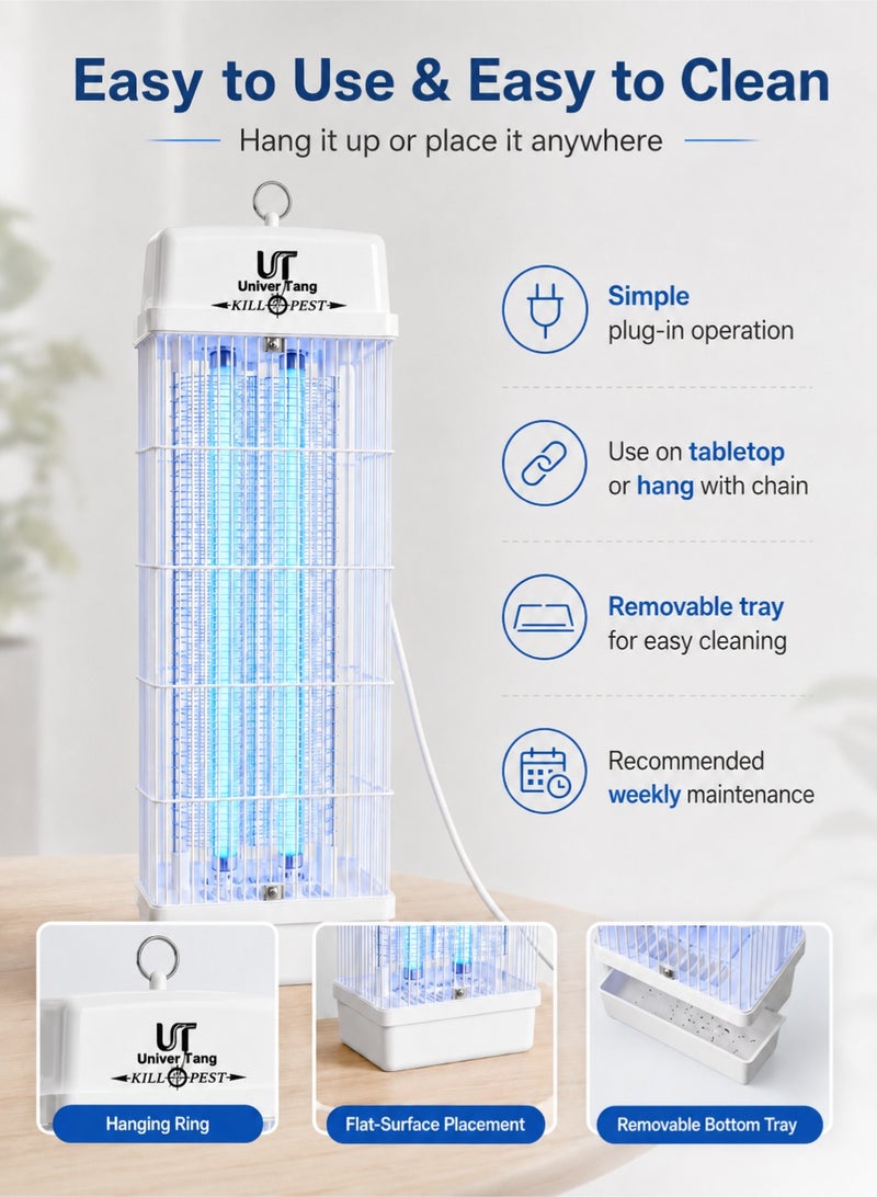 Univer Tang The best mosquito and insect trap for indoor and outdoor use, up to 3800V, with electric shock and specially designed 2*15W UV light. Kills flying insects, original electric zapper, mosquito and fly trap, best mosquito and fly zapper device. - Image 2