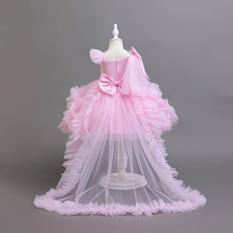 MIEKISA Toddler Baby Girls Birthday Wedding Party Tulle Multiple Layers Tailed Dress 1-6 Years Old (US, Age, 12 Months, 18 Months, Pink) - Image 5