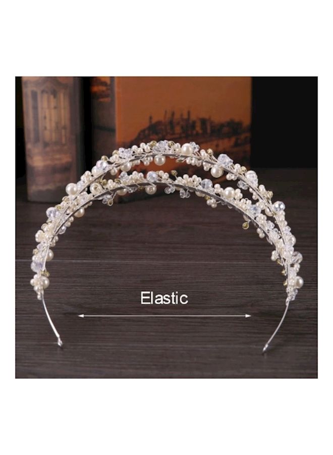 NIBEMINENT Elegant Pearl Bridal Tiara White - Image 1