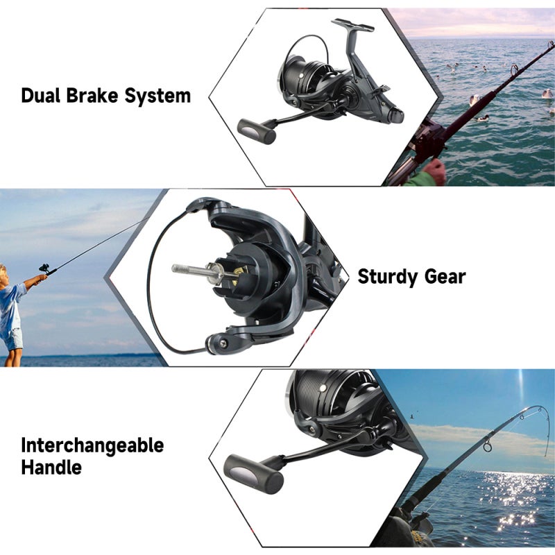 COONOR Fishing Reel Lm7000 Front & Rear Drag Smooth Spinning Reel - Instant Anti-Reverse Brake High Speed Spinning Reel for Freshwater Saltwater Anglers - Image 4