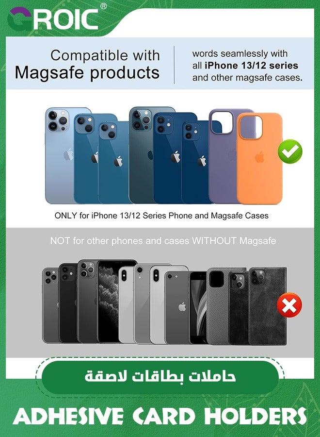 GROIC Black Magnetic Wallet Stand Compatible with iPhone 15/14/13/12 Series & Magsafe Case, Angle Adjustment, Store 1-2 Cards, Leather Magnetic iPhone Wallet - Image 2