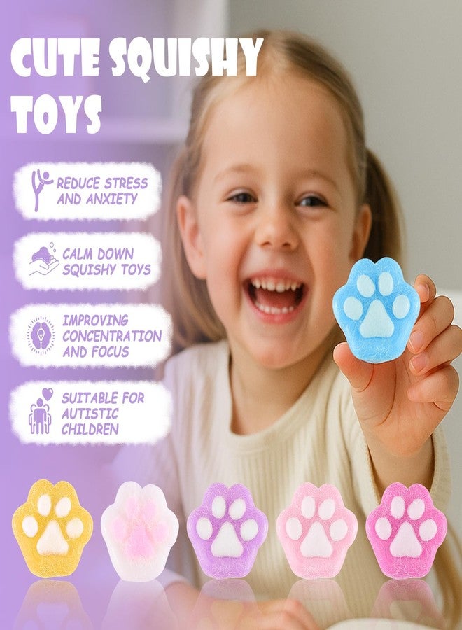 CHEROSIN 12Pcs Cat Paw Squishy Toys - Kawaii Cat Paw Mochi Squishy Sensory Toys for Kids, Mini Stress Relief Fufu Toys, Handmade Soft Pull & Stretch Squishies for Kids & Adults - Image 4