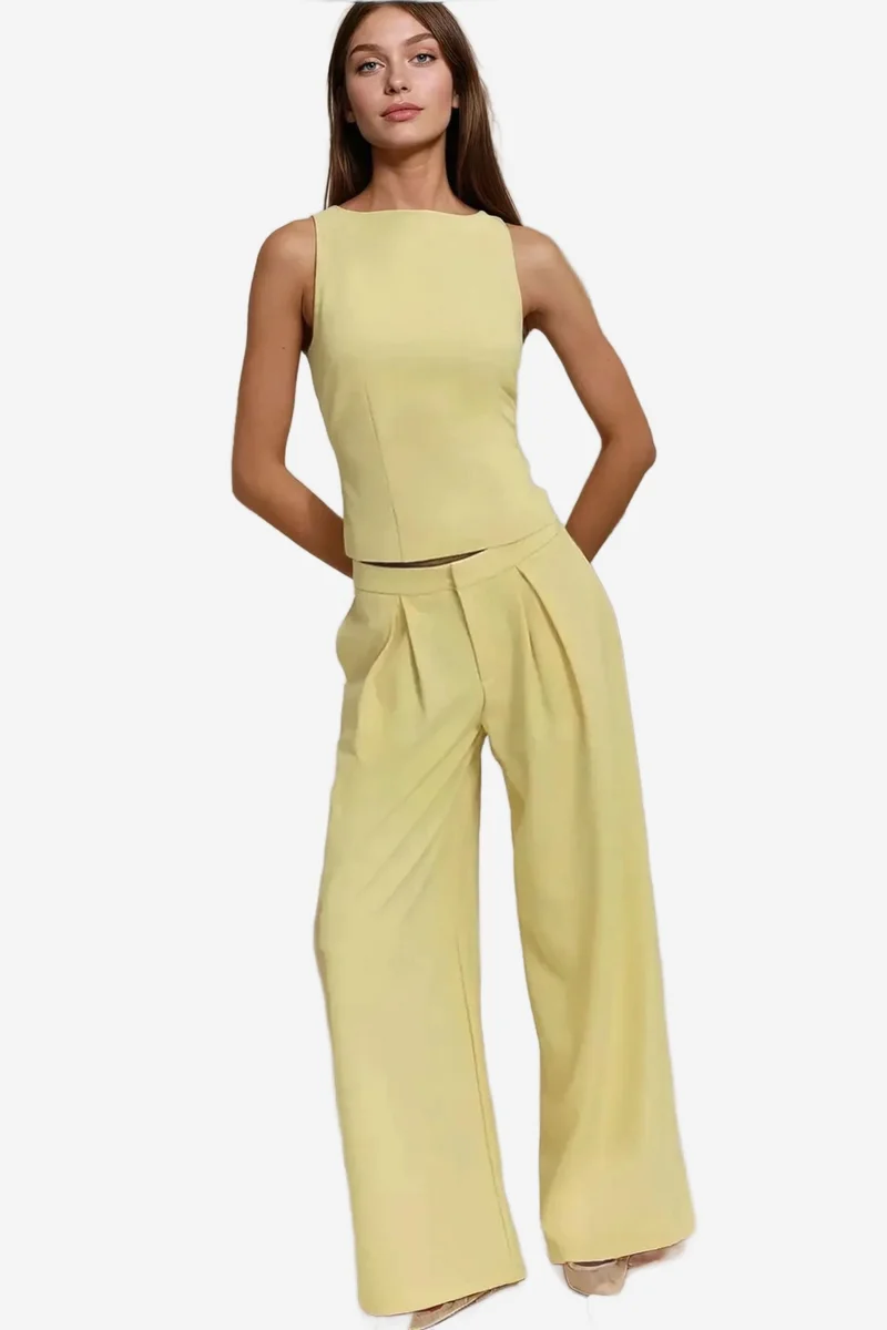 Hiccup Pleated Wide Leg Long Pants
