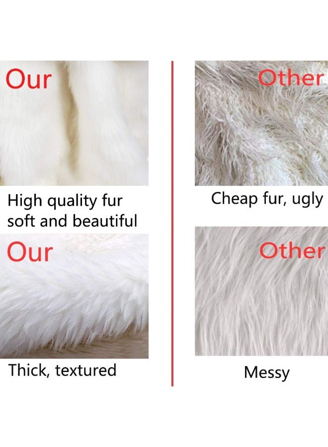 AOGU 48 Inch Faux Fur Christmas Tree Skirt White Plush Skirt for Merry Christmas Party Christmas Tree Decoration - Image 5
