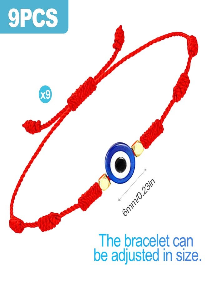 CoguZed 9-Pack Adjustable Red String Bracelets Handmade Kabbalah Evil Eye Charm & Good Luck Charm for Family and Friends - Image 2