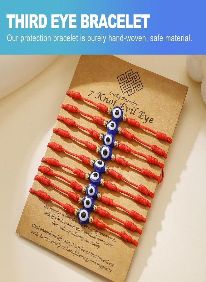 CoguZed 9-Pack Adjustable Red String Bracelets Handmade Kabbalah Evil Eye Charm & Good Luck Charm for Family and Friends - Image 4