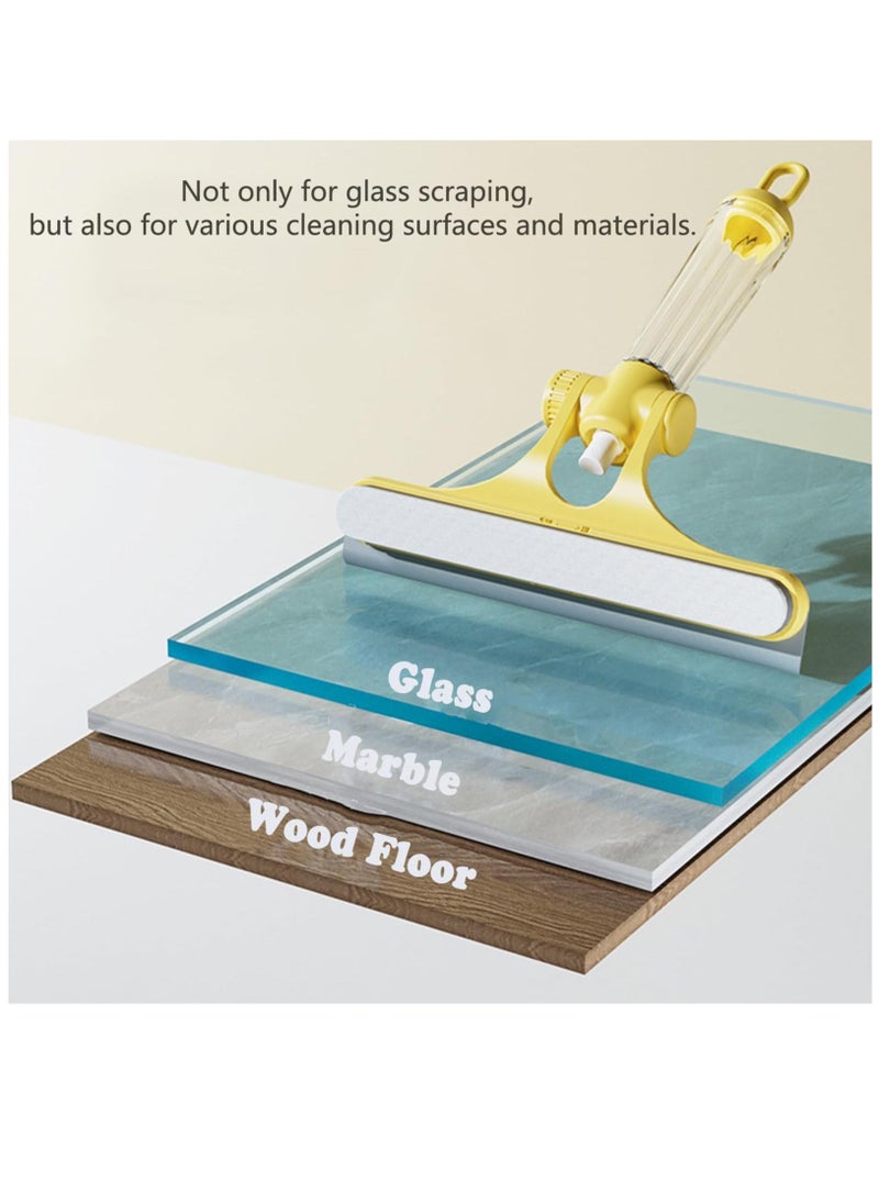 Beauenty Multi-Functional Shower Squeegee, Household Cleaning Tools, Mirror Wiper, Glass Window Cleaner Squeegee, Apply to Tiles, Shower Doors, Bathroom, Mirrors, and Car Windows, Glass Doors, Yellow - Image 2