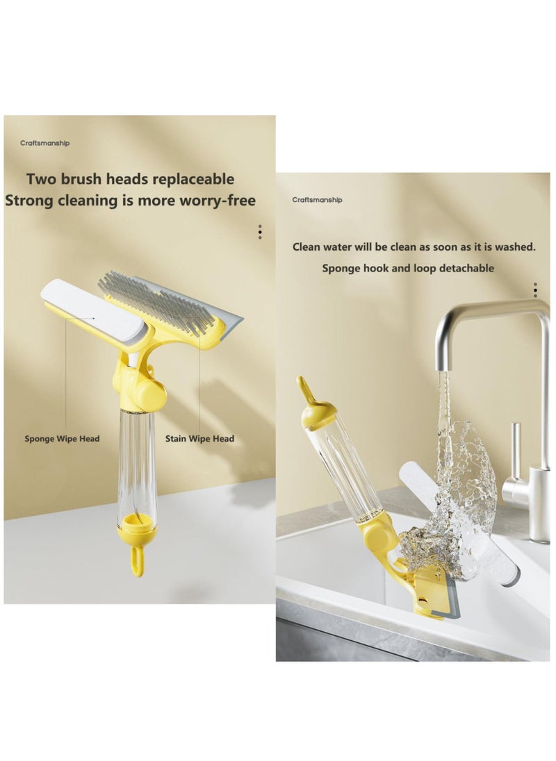 Beauenty Multi-Functional Shower Squeegee, Household Cleaning Tools, Mirror Wiper, Glass Window Cleaner Squeegee, Apply to Tiles, Shower Doors, Bathroom, Mirrors, and Car Windows, Glass Doors, Yellow - Image 1