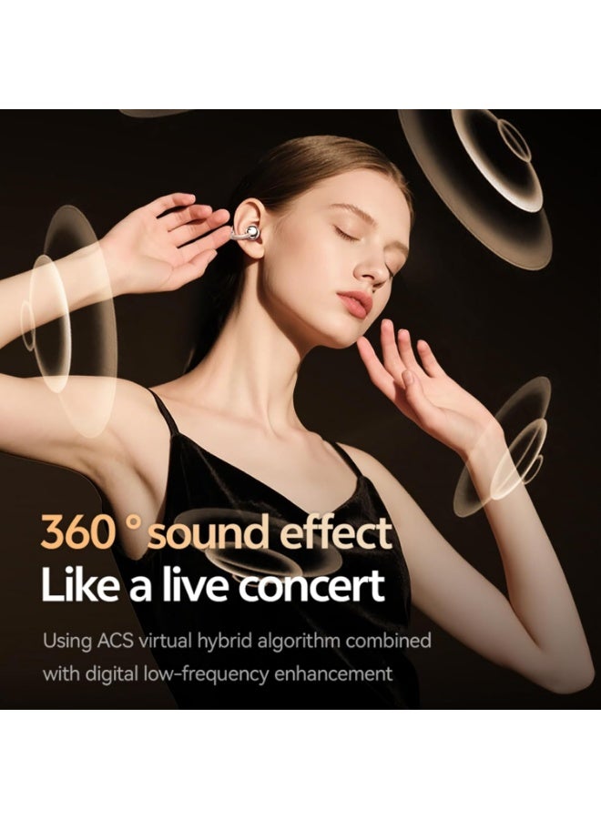 caijin Open Ear Clip On Earbuds,Bluetooth 6.0 Wireless Headphones for Women, 50H Playtime, Lightweight & Pain-Free Fit for Small Ears, IPX6，8H per charge; 4.1g ultra-light; Bluetooth 5.4; 10mm driver; touch control; for running & gym - Image 4