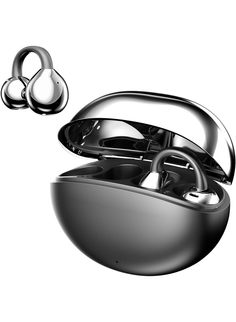caijin Open Ear Clip On Earbuds,Bluetooth 6.0 Wireless Headphones for Women, 50H Playtime, Lightweight & Pain-Free Fit for Small Ears, IPX6，8H per charge; 4.1g ultra-light; Bluetooth 5.4; 10mm driver; touch control; for running & gym - Image 1