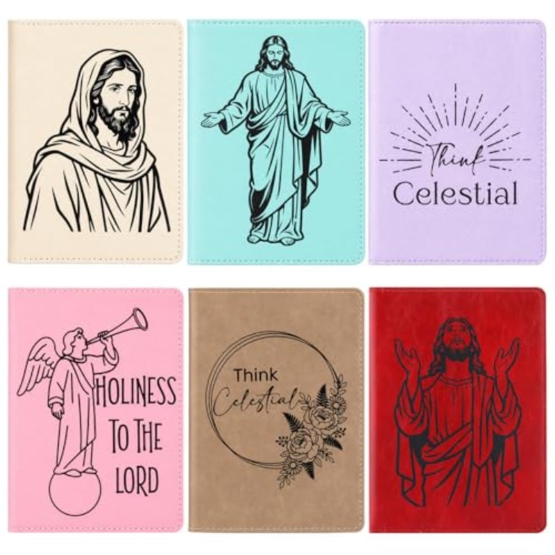 6 Pcs Prayer Card Holders Leatherette LDS Gifts Holy Card Cases Jesus Cards Holder Catholic Faith Christian Gift for Temple Believers Missionaries Converts Family Religious Prayer - Image 1