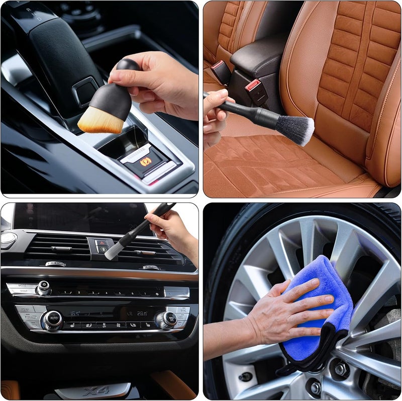Zhtulck 7-Piece Car Detailing Brushes Set with Microfiber Towel - Image 4