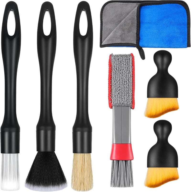 Zhtulck 7-Piece Car Detailing Brushes Set with Microfiber Towel - Image 1