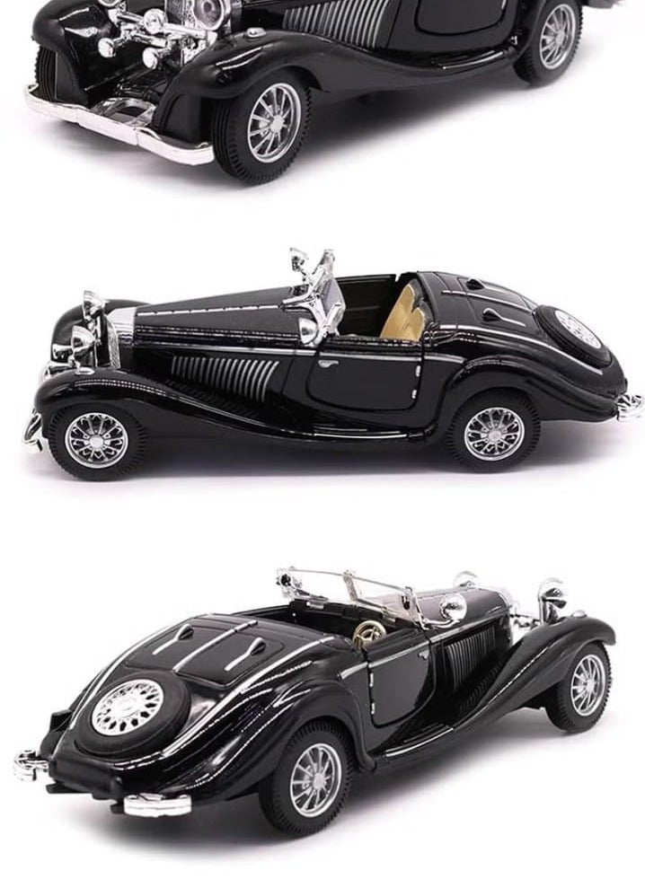 1:28 Scale Retro Classic Metal Pull Back Model Car, Collectible Souvenir Gift (Black, Length 6.5 inch/16.8 cm) - Image 2