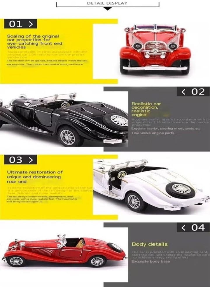1:28 Scale Retro Classic Metal Pull Back Model Car, Collectible Souvenir Gift (Black, Length 6.5 inch/16.8 cm) - Image 5