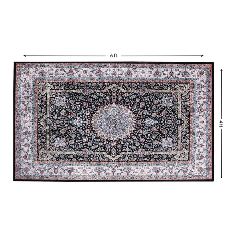 Status Contract Ice Velvet Rugs for Living Room | (Print) Carpet for Living Room Decor | Anti Skid Backing Home Essentials | Aesthetic Vintage Decor Carpet for Bedroom | (4 x 6, D7) - Image 2