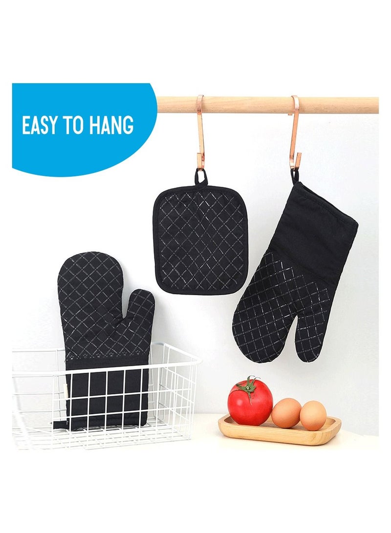 Oven Mitts and Pot Holders 4pcs Set Heat Resistant Oven Gloves and Hot Pads Potholders for BBQ Kitchen Baking Cooking Grilling  - Image 2