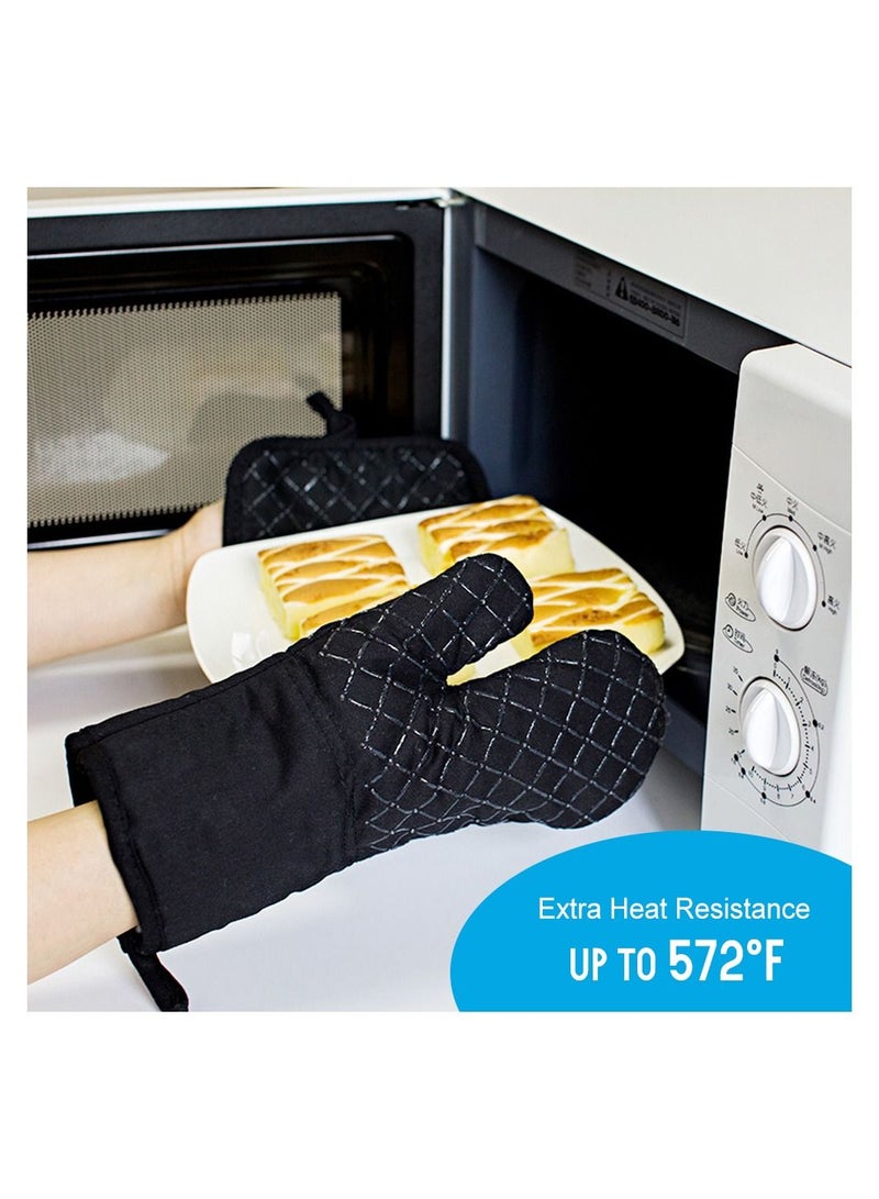 Oven Mitts and Pot Holders 4pcs Set Heat Resistant Oven Gloves and Hot Pads Potholders for BBQ Kitchen Baking Cooking Grilling  - Image 4