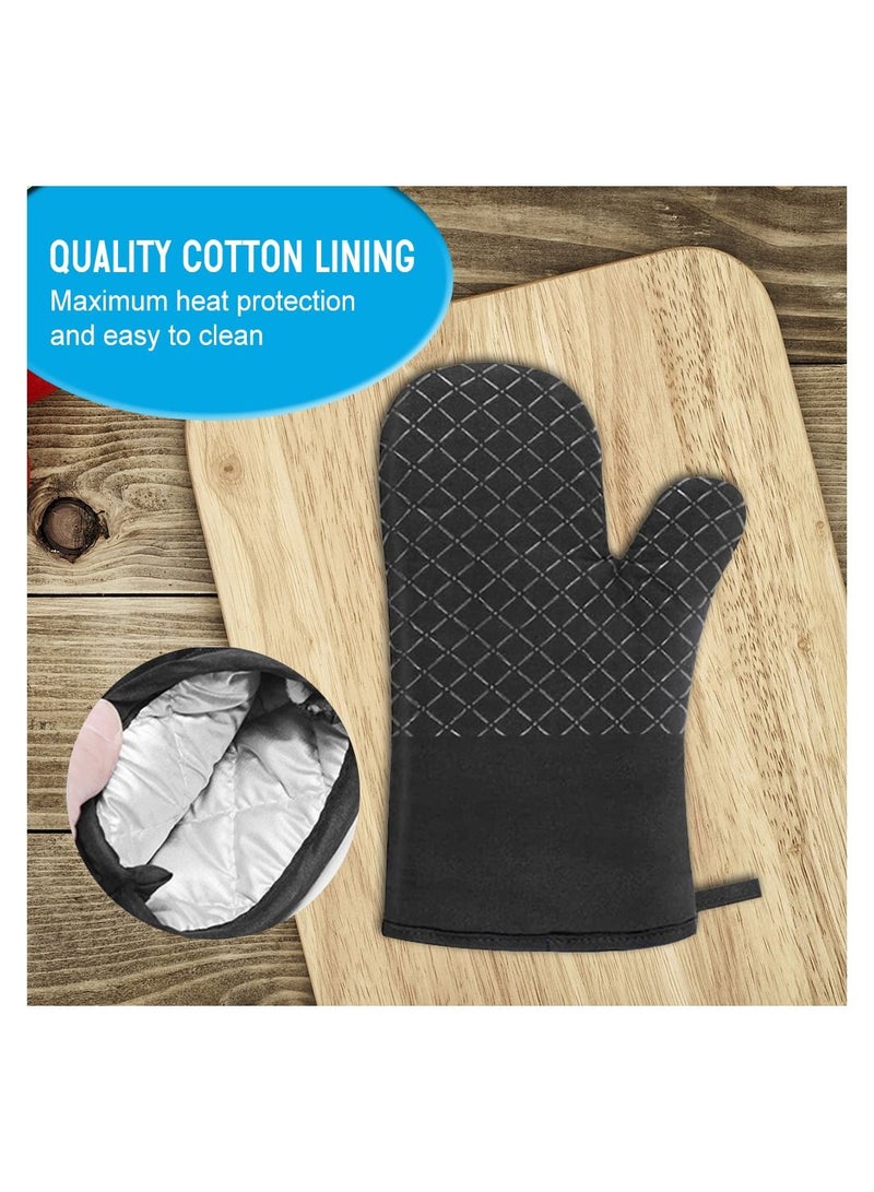 Oven Mitts and Pot Holders 4pcs Set Heat Resistant Oven Gloves and Hot Pads Potholders for BBQ Kitchen Baking Cooking Grilling  - Image 5