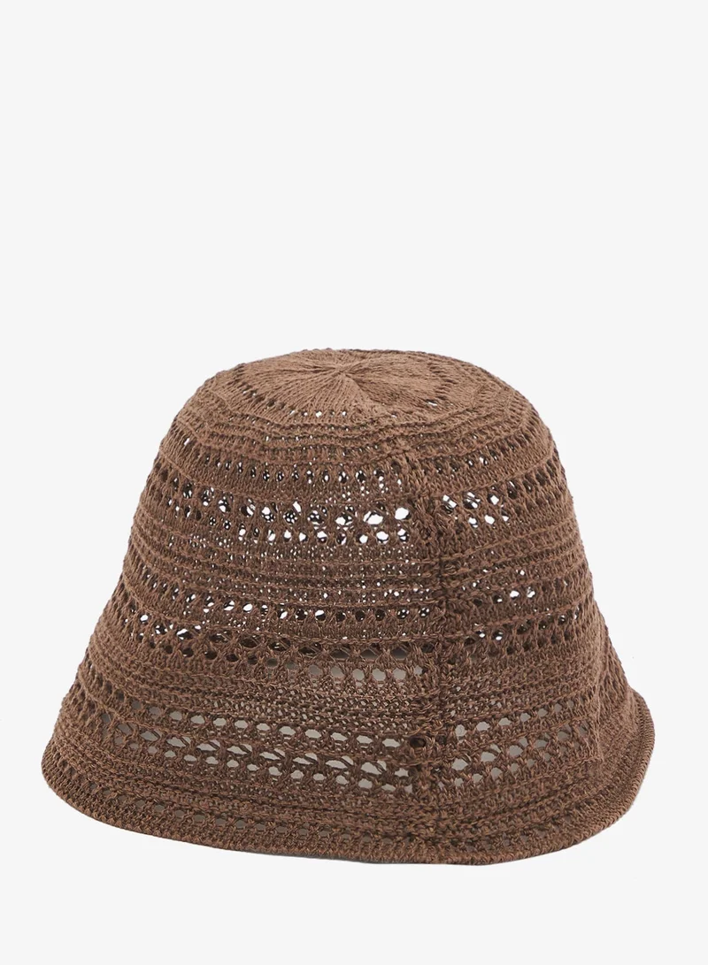Ginger Brown Crochet Detail Bucket Hat for Women | Best Price UAE