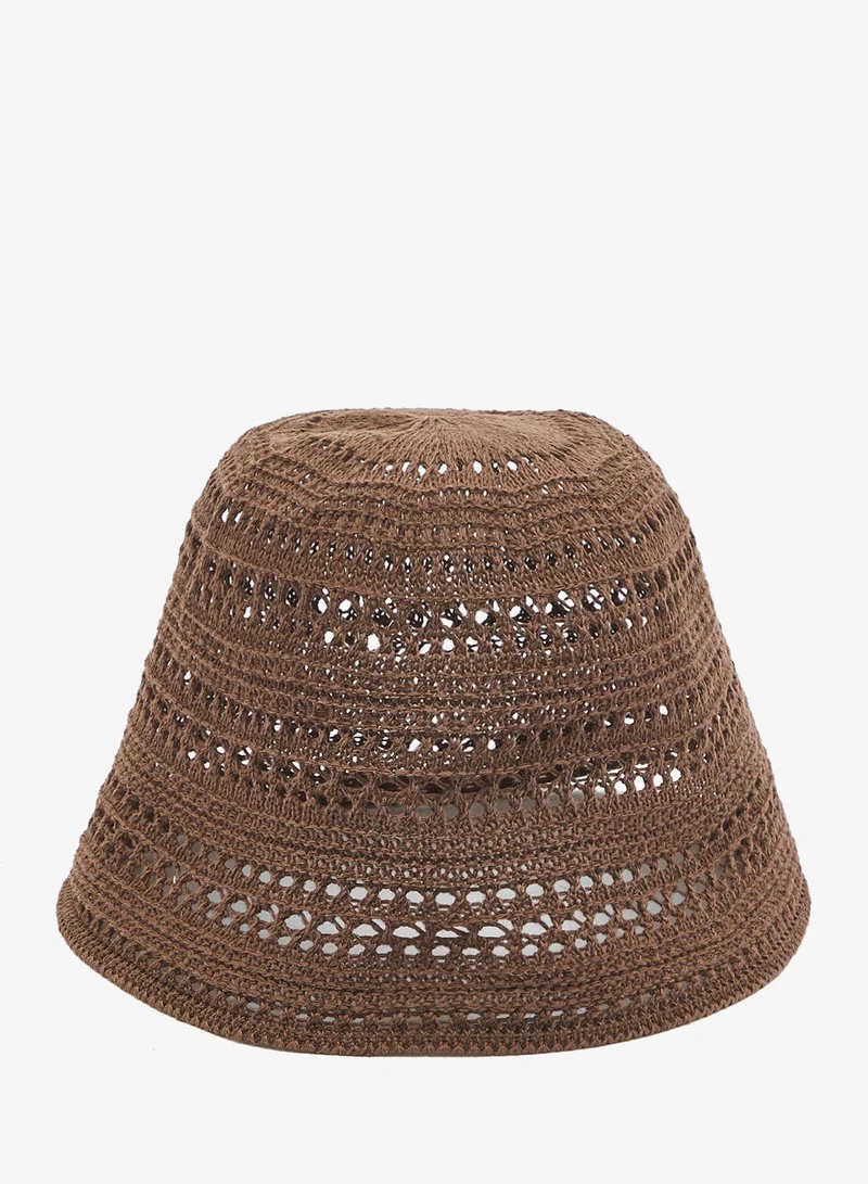 Ginger Crochet Detail Bucket Hat