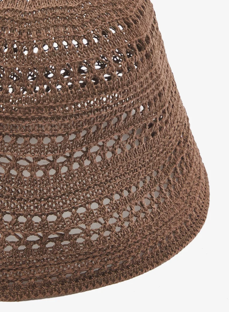 Ginger Brown Crochet Detail Bucket Hat for Women | Best Price UAE