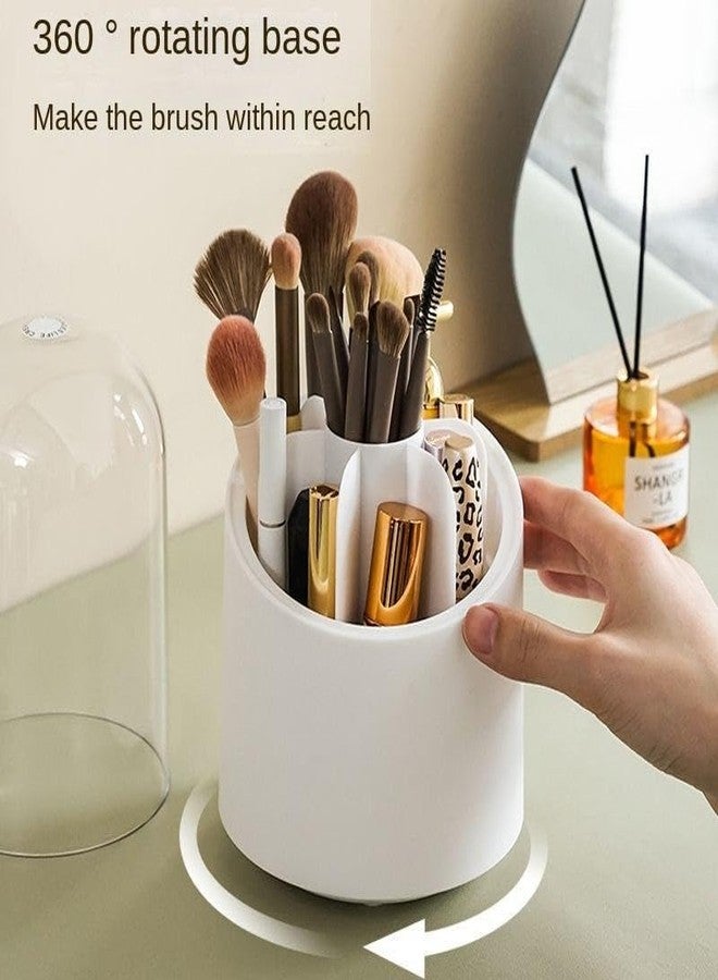 4MYL 360° Rotating Makeup Brush Holder Cosmetic Brush Storage Box Dressing Table Makeup Organizer for Storing Brushes (White) - Image 4