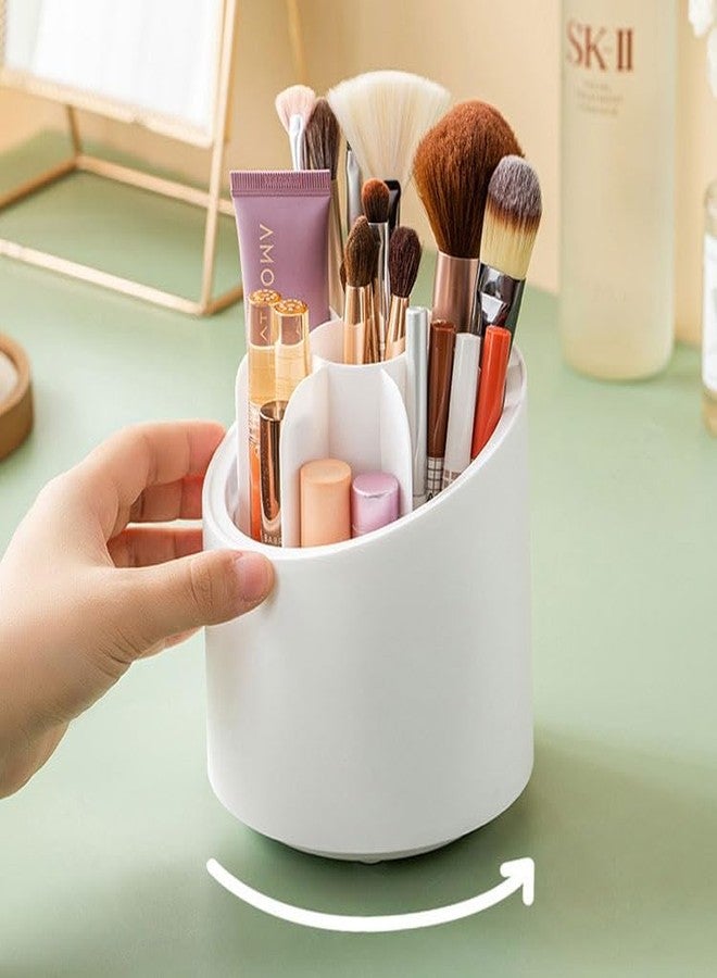 4MYL 360° Rotating Makeup Brush Holder Cosmetic Brush Storage Box Dressing Table Makeup Organizer for Storing Brushes (White) - Image 2