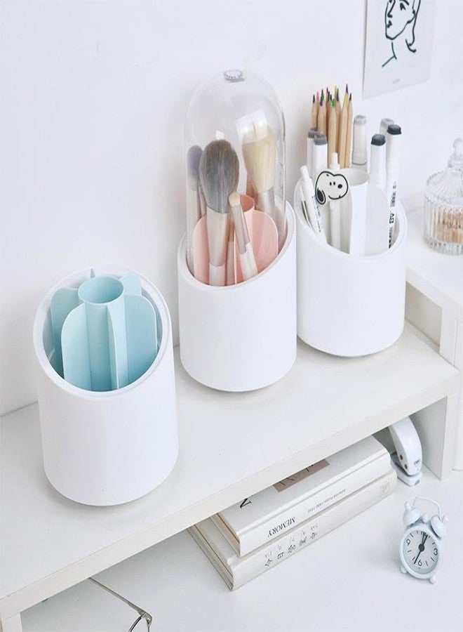 4MYL 360° Rotating Makeup Brush Holder Cosmetic Brush Storage Box Dressing Table Makeup Organizer for Storing Brushes (White) - Image 3