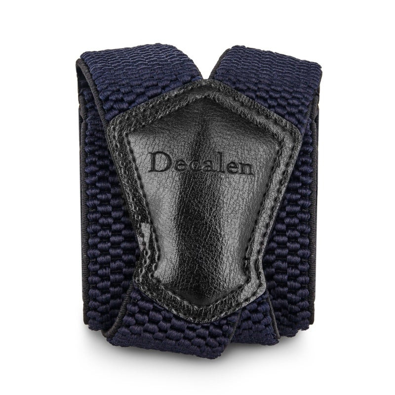 Decalen Mens Suspenders Very Strong Clips Heavy Duty Braces Big and Tall X Style (Navy Blue) - Image 2