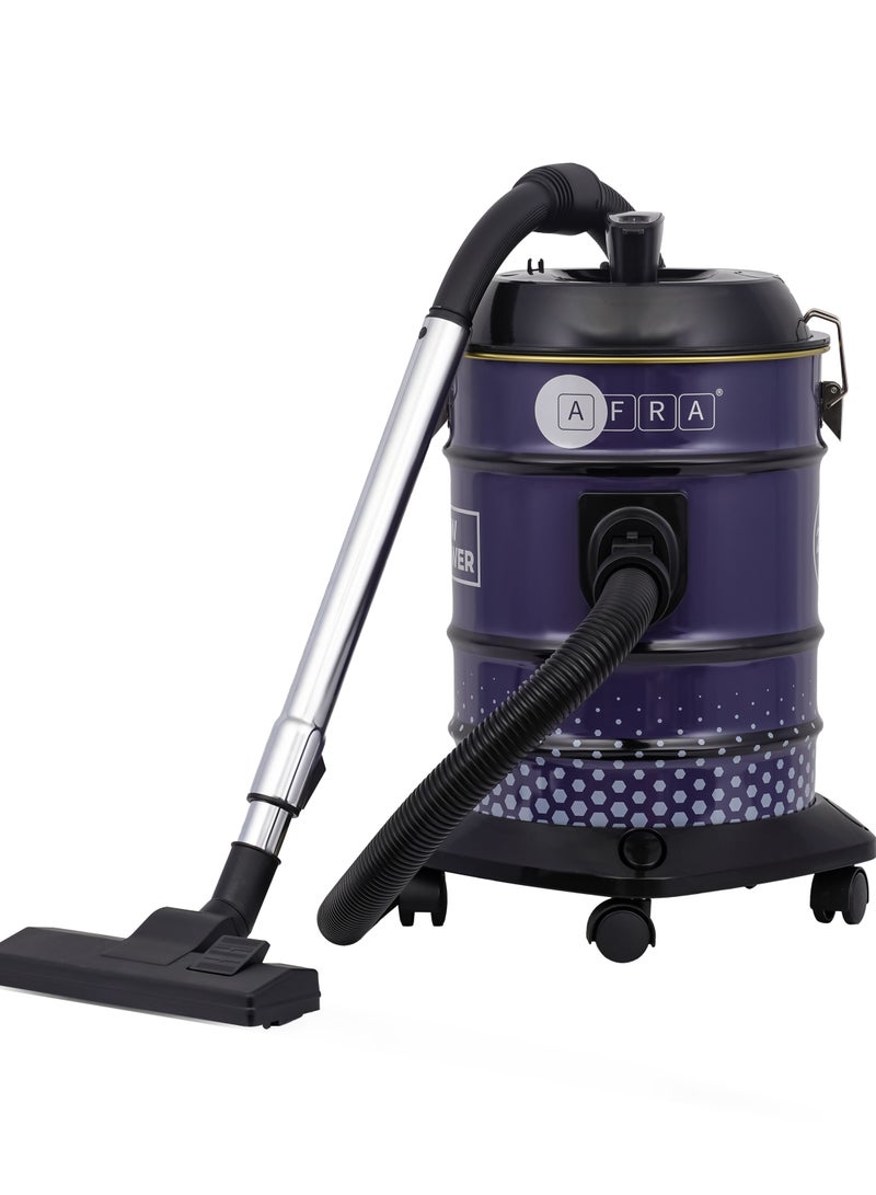 عفرا مكنسة كهربائية أفرا 1800 واط سعة 21 لتر مع عجلات دوارة 360°، سلك بطول 4 أمتار، ضمان سنتين – AF-2021DRVC - Image 1