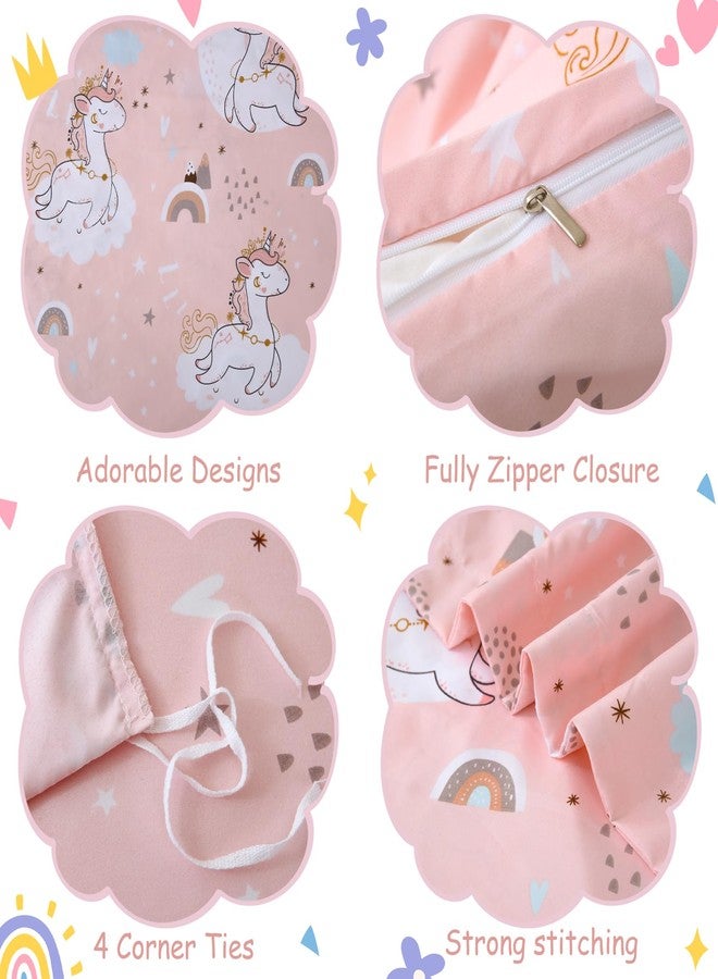 JSD Pink Unicorn Kids Duvet Cover Set Twin Size, 2 Piece Girls Print Microfiber Comforter Cover with Pillow Sham Zipper Closure, Comforter Not Included - Image 2