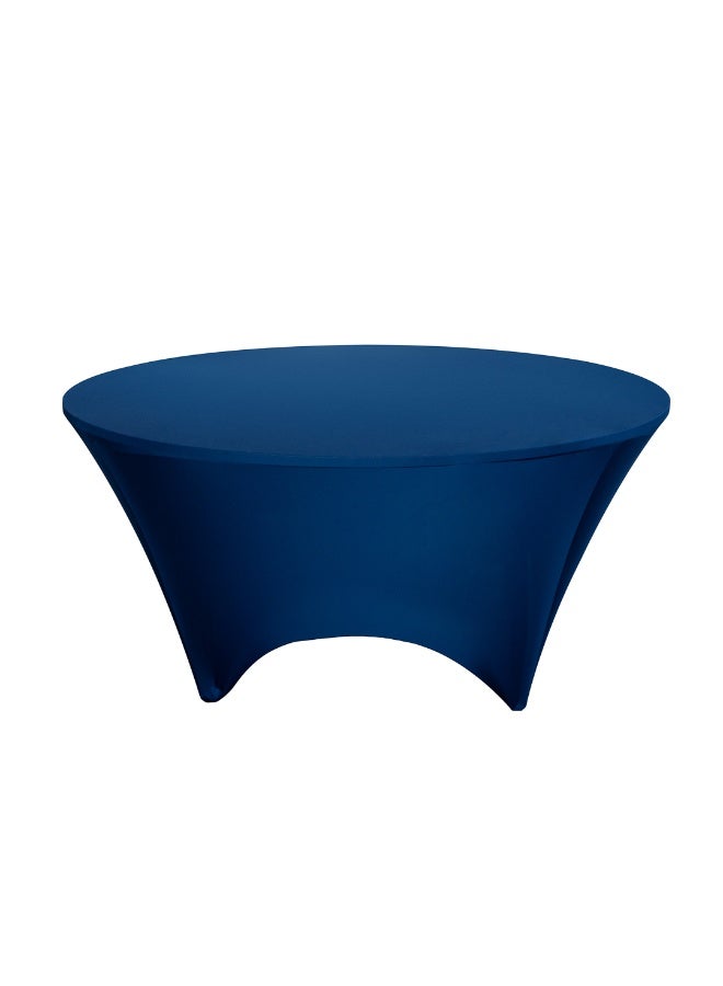 Restaurantware Table Tek 72 x 30 Inch Round Table Covers, 10 Washable Spandex Tablecloths - Wrinkle-Free, Durable, Blue Polyester Fitted Tablecloths, For Parties, Banquets, or Weddings  - Image 1