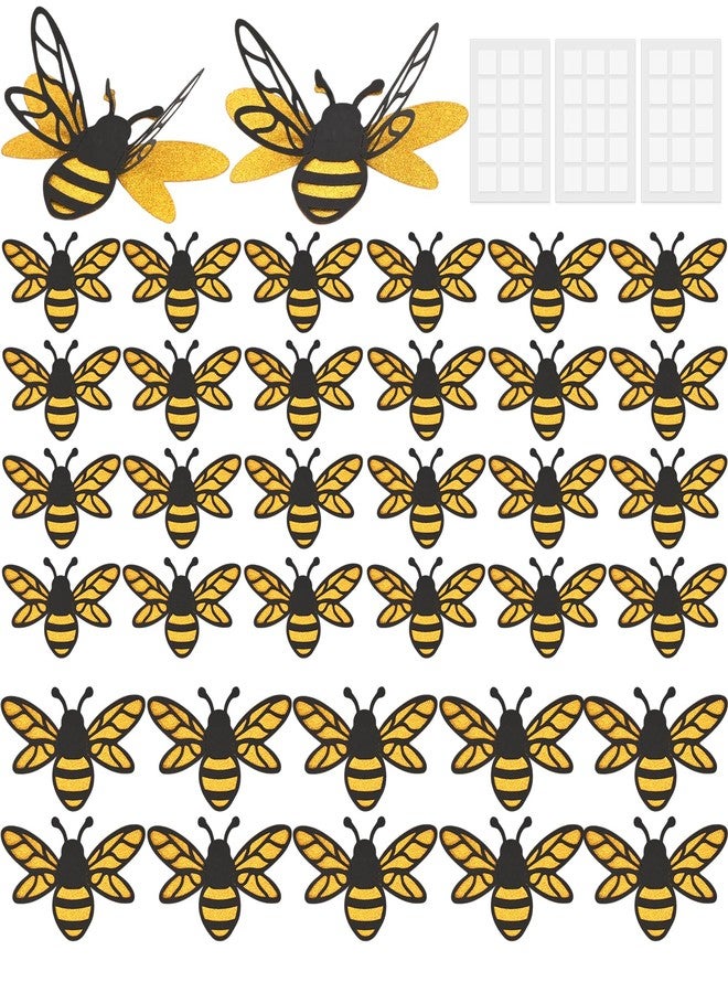 NICECRAFT 36 Pcs 3D Bee Stickers for DIY Carfts 2 Sizes Tiny Bee Wall Decor for Party Home Office Fridge Windows Decorations Charms Pendants - Image 2