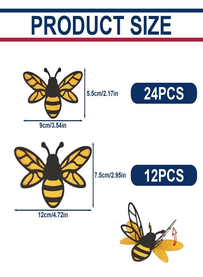NICECRAFT 36 Pcs 3D Bee Stickers for DIY Carfts 2 Sizes Tiny Bee Wall Decor for Party Home Office Fridge Windows Decorations Charms Pendants - Image 3