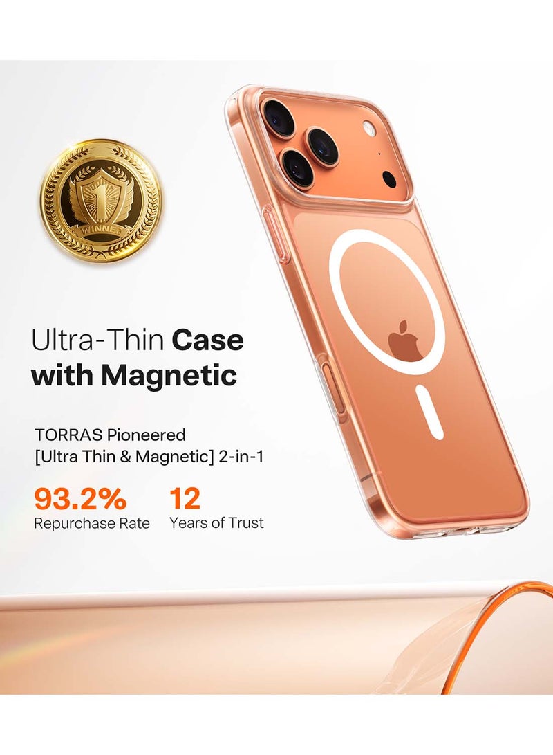 TORRAS Slim Fit-Mag Series iPhone 17 Pro Max Clear Case – Ultra-Thin, MagSafe Compatible, Anti-Scratch - Clear - Image 2
