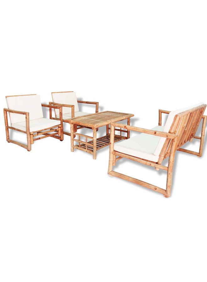 vidaxl 4 Piece Garden Lounge Set with Cushions Bamboo 43159 - Image 1