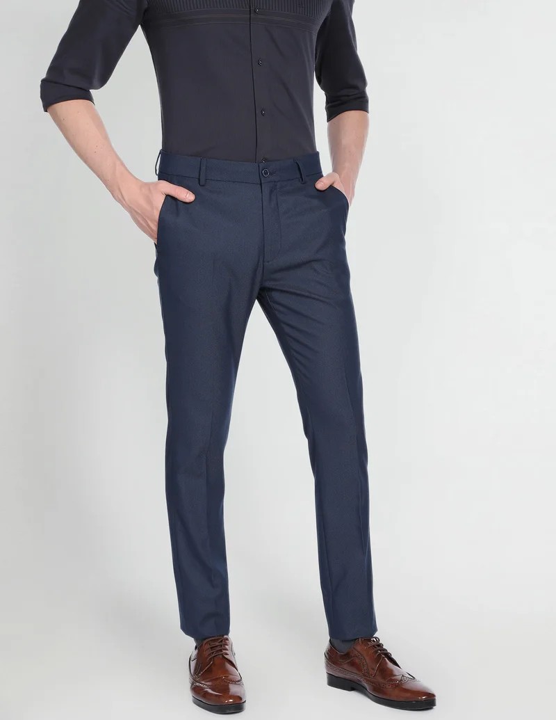 Solid Dobby Formal Trousers