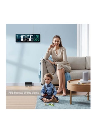 16.2" Digital Wall Clock Large Display with Remote Control for Living Room Decor,Automatic Brightness Dimmer Clock with Date Week Temperature Green - view 4