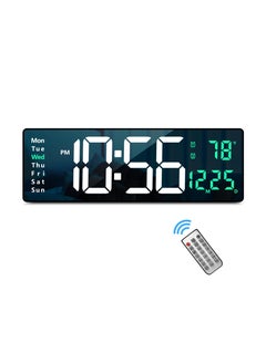 XICEN 16.2" Digital Wall Clock Large Display with Remote Control for Living Room Decor,Automatic Brightness Dimmer Clock with Date Week Temperature Green  - Image 1
