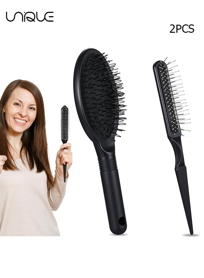 Unique 2 Pcs Wig Brush Comb Set, Loop Wig Brush and Edge Combs, Airbag Massage Comb, Wig Clips for Curly Straight Thick Synthetic and Human - Image 1