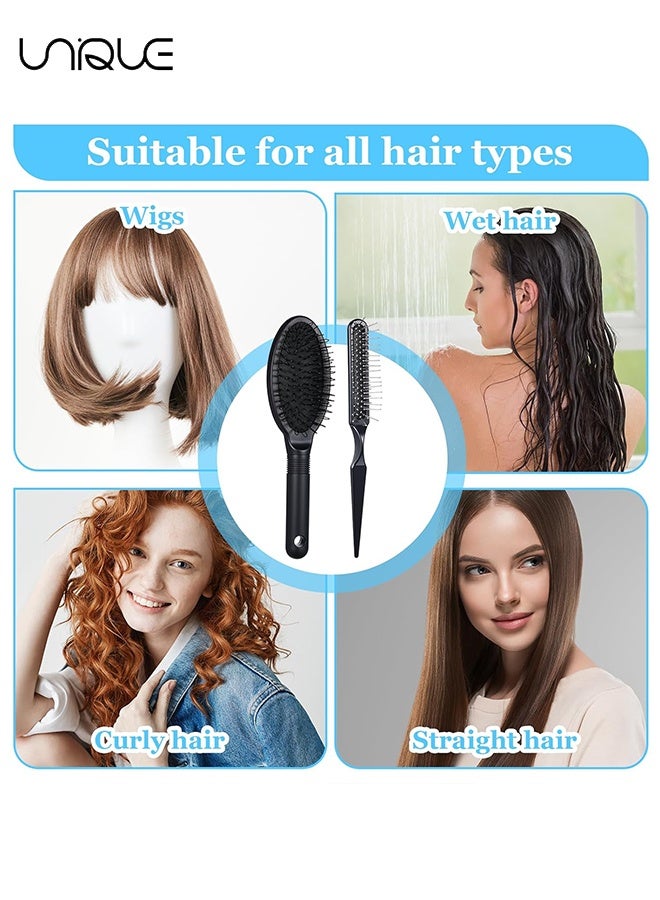 Unique 2 Pcs Wig Brush Comb Set, Loop Wig Brush and Edge Combs, Airbag Massage Comb, Wig Clips for Curly Straight Thick Synthetic and Human - Image 5