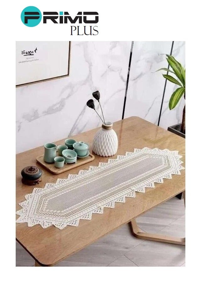 بريمو بلس مفرش طاولة بتصميم مفرغ من الدانتيل أبيض - Image 2