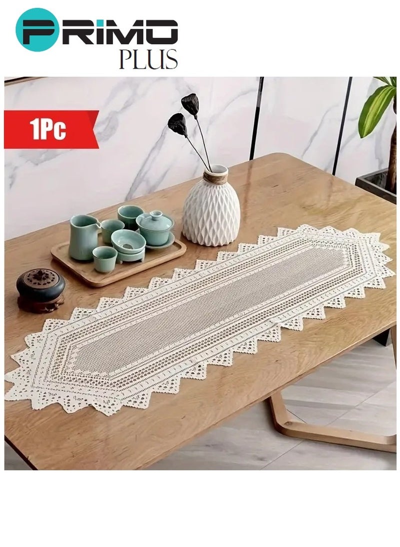 بريمو بلس مفرش طاولة بتصميم مفرغ من الدانتيل أبيض - Image 4