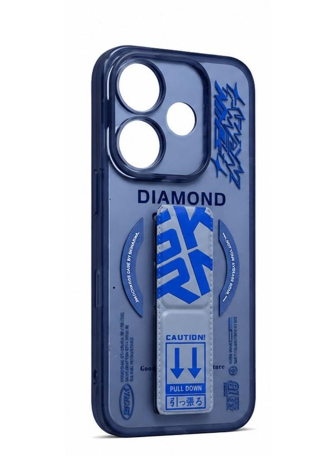 كفر ريلمي RMX3910 / Realme 13 5G بحزام دايموند وحامل مدمج، غطاء TPU مقاوم للصدمات مع حماية للكاميرا - أزرق - Image 2